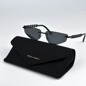 SALE! NEW D&G DG2301 01/87 Essentials Black Rimless Rectangle Women Sunglasses